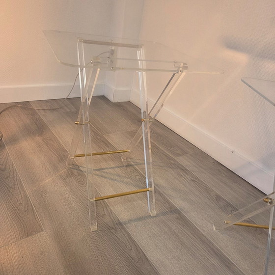 Tavolini vintage in plexiglas, Ottone, Trasparente (foto 4 di 15)