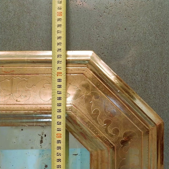 Image 1 of Miroir italien antique Julklapp Christmasgift avec feuille d'or – Pièce unique faite main