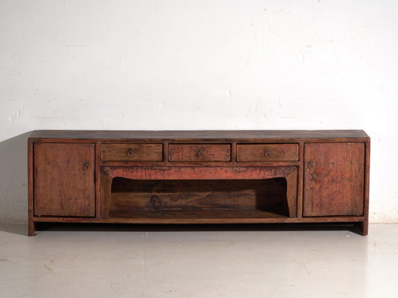 Antico mobile basso laccato rosso in pino – Cina, circa 1900 – Credenze, Iron (photo 38 of 40)