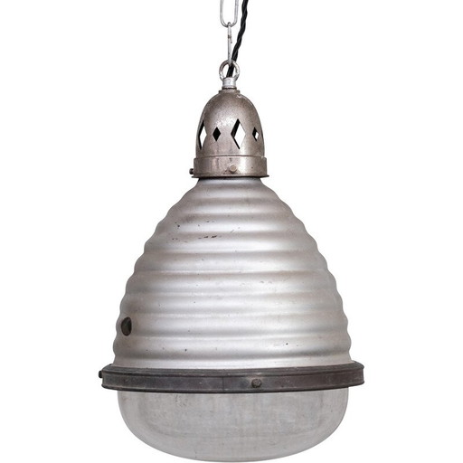 Vintage Mercury glass two tone pendant lamp, France 1920s