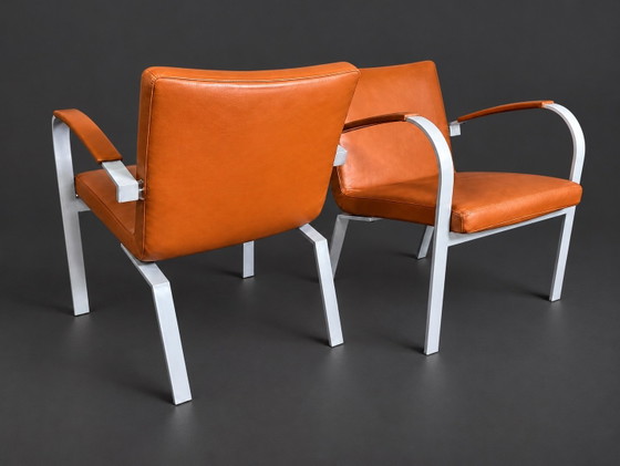 2x Leolux Sentia Armchairs, Leather, Metal, Brown (photo 3 of 6)