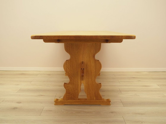 Tavolo da pranzo danese in rovere massiccio, costruzione a cavalletto, anni '60 – Tavoli da pranzo, Wood (photo 5 of 15)