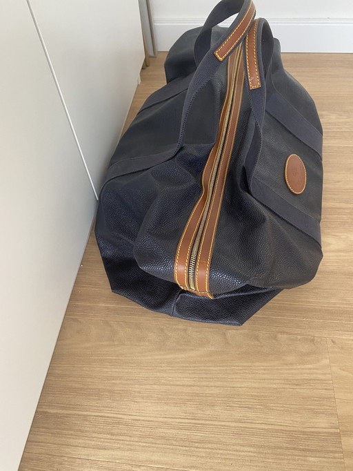 Mulberry Weekend tas blauw met bruin leer afgezet 75 br 49 h nieuw