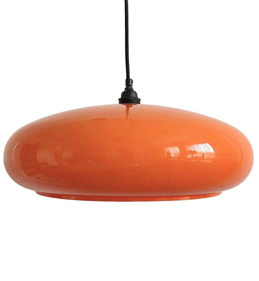 Vintage 1970s pendant lamp plastic orange