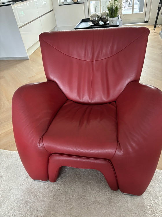 Leolux Echnaton, Sessel, Leder, Metall, Rot (Foto 3 von 5)