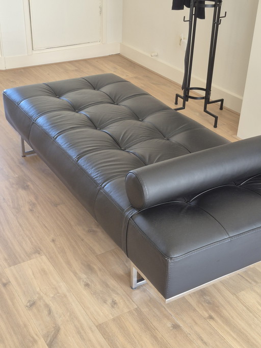 Zwarte leren sofa chaise longue