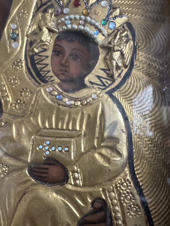 Image 1 of Icona dipinta e metallo sbalzato, Polonia, inizio XX secolo