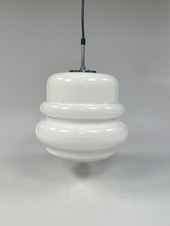 Image 1 of Vintage milk glass pendant lamp, Hustadt Leuchten 1970's