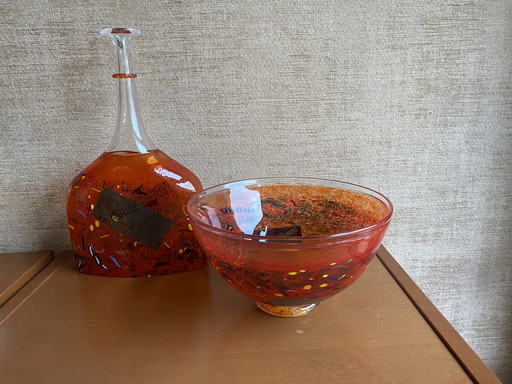 Kosta Boda vaas en schaal