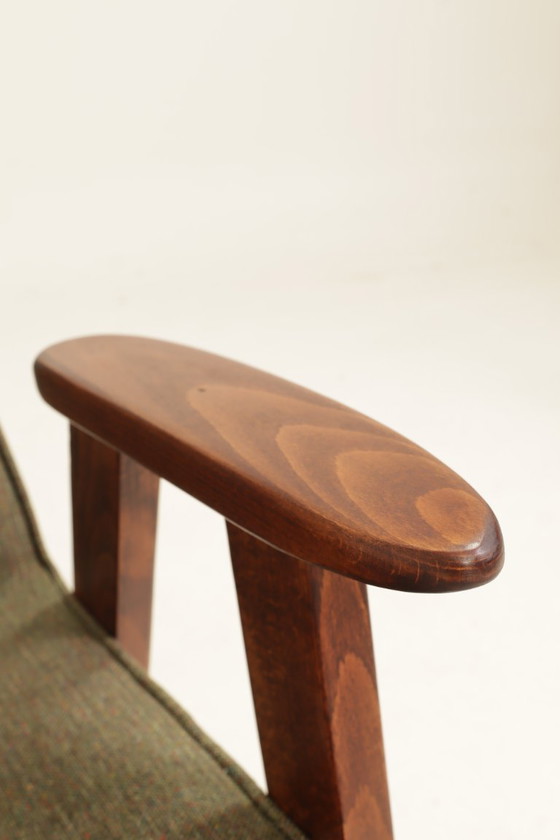 Image 1 of Coppia di poltrone lounge vintage con rivestimento in treccia verde, poltrone restaurate
