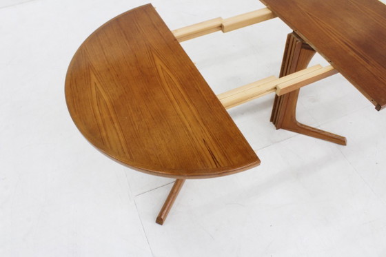 Vintage Danish Round Extendable Dining Table Teak Wood 1960s Gudme (photo 8 of 9)