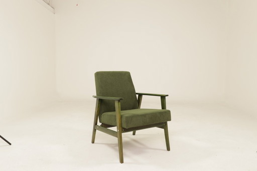 Mid century modern accent chair deep olive green 1970