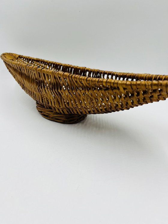 Image 1 of Vintage elongated basket in woven wicker