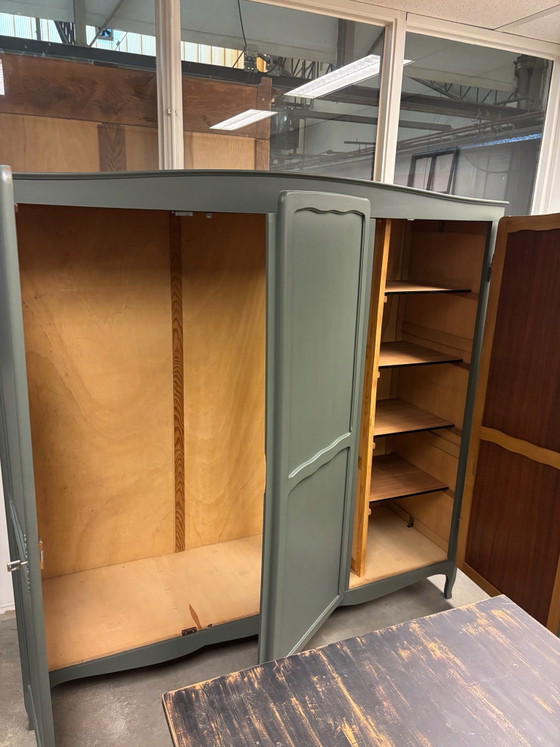 Vintage Brocante Wardrobe, Wood, Green (photo 9 of 11)