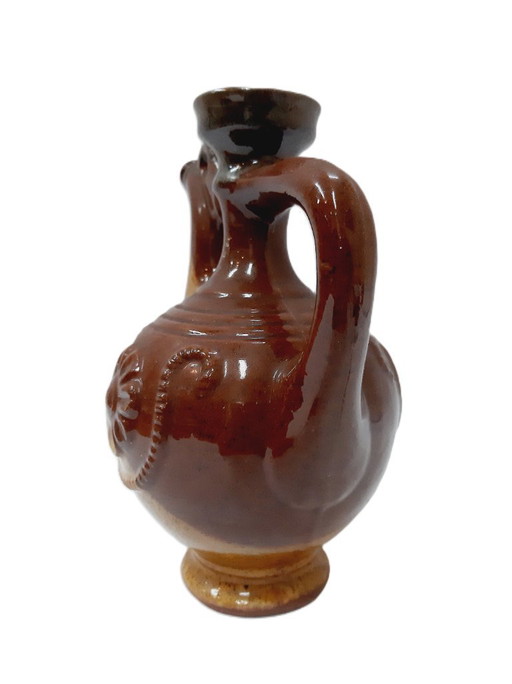 Vintage glazed ceramic pitcher 14 cm