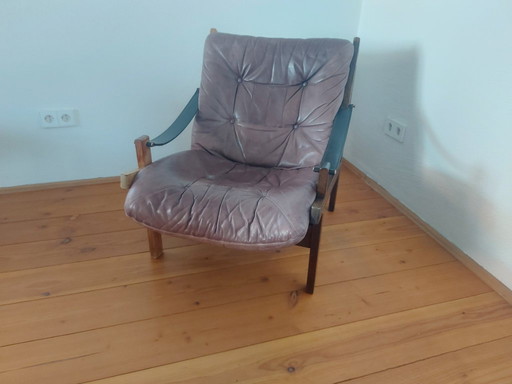 Vintage Torbjørn Afdal pour Bruksbo Hunter Fauteuil Safari années 60/70