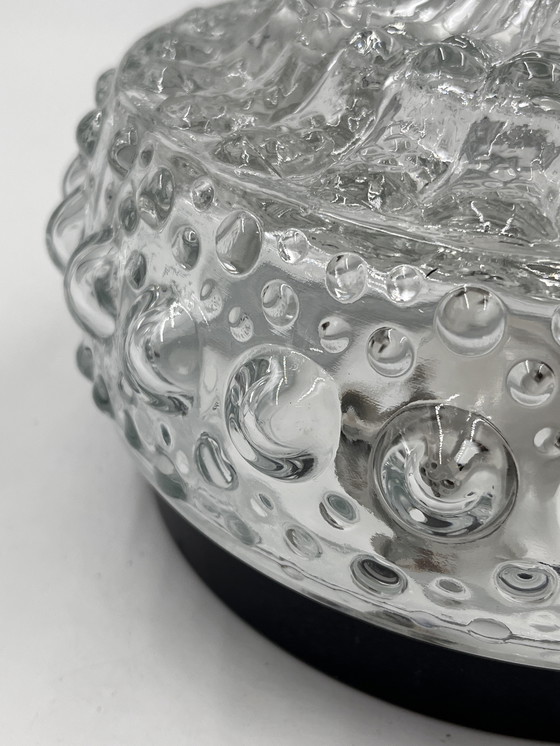 Image 1 of Glazen plafondlamp met Toupie-reliëf