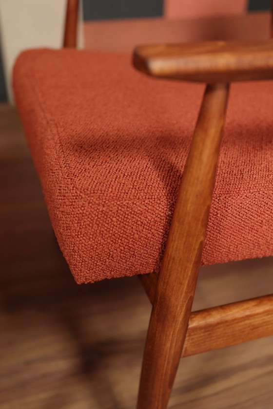 Image 1 of Lounge Chair and footrest Vintage Terracota Boucle,  Mid Century Design, 1960