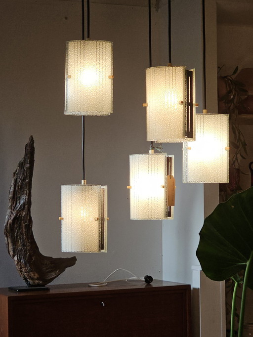 Lampe pendentif vintage Lampe pendentif Cascade avec 5 calices