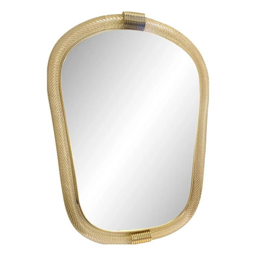 Venetian Style Murano Glass Mirror with Twisted Torciglione Frame