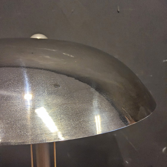 Image 1 of Vintage Chromen/Messing Paddestoel Lamp (Space Age Lamp) Bauhaus/Hollywood Regency Tafel Lamp
