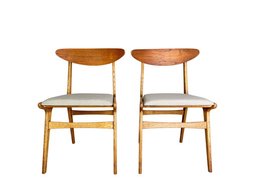 Lot de 2 chaises originales Midcentury en chêne Vintage danish design 1960