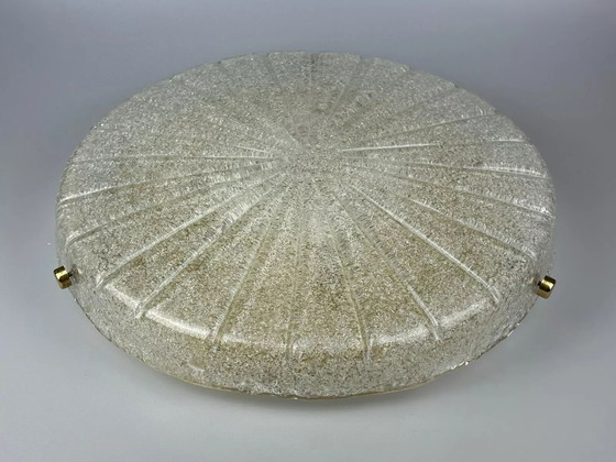 Image 1 of Lámpara de techo de los años 60 y 70, plafón empotrado de cristal de hielo Hillebrand