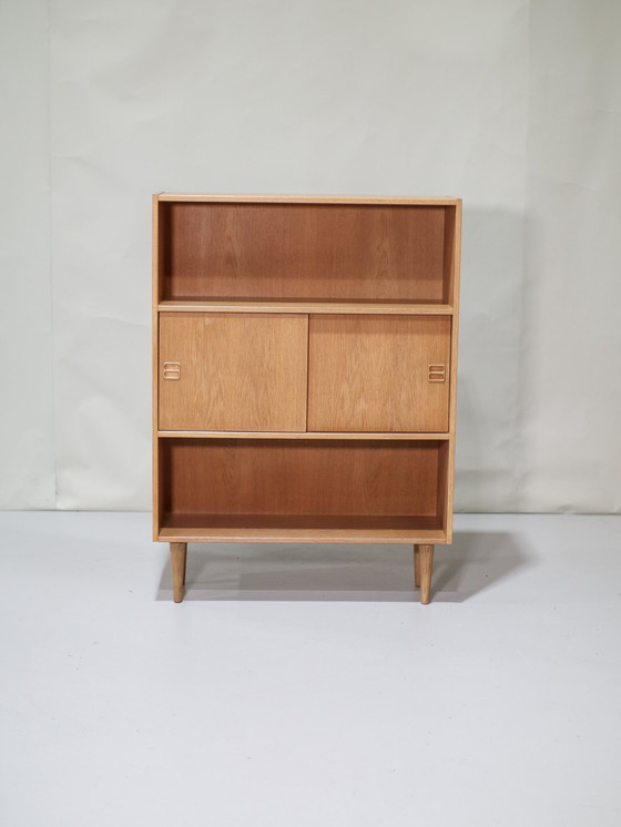 Image 1 of Oak Bookcase With Doors Danish Vintage