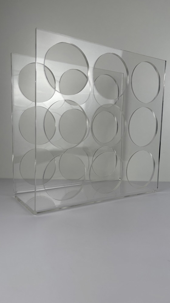 Image 1 of Vintage Plexiglass Acrylic Wine Rack Wine Bottle Bottle Holder
