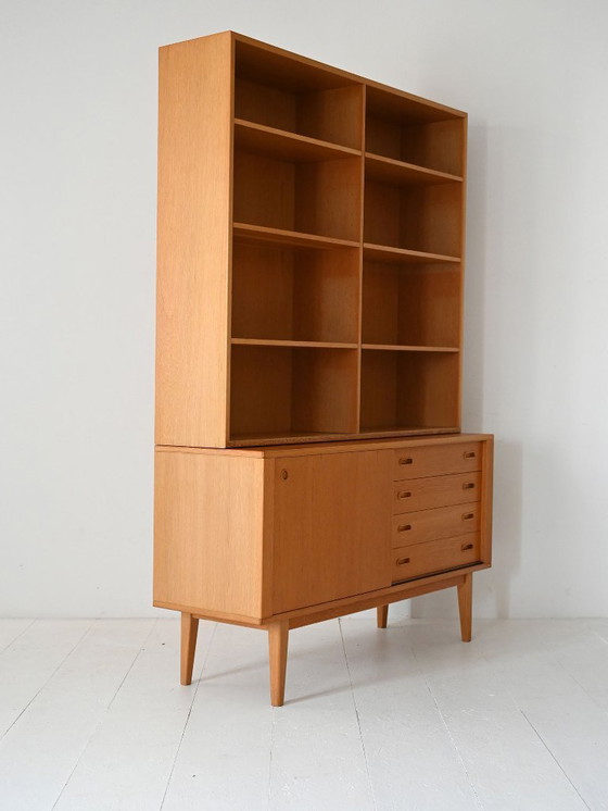 Image 1 of Bibliothèque de rangement vintage scandinave en chêne