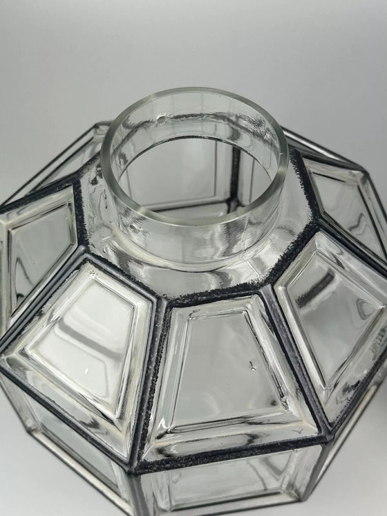 Image 1 of Lámpara de techo de los años 60 y 70, Glashütte Limburg, Alemania, vidrio y latón, Space Age