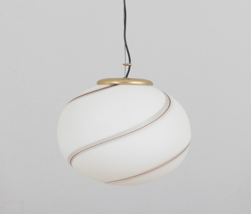 Vetri Murano ‘Swirl’ Set – Pendant & Table Lamp – Italy – Circa 1970 – hanglampen, Glass, Brass (photo 2 of 7)