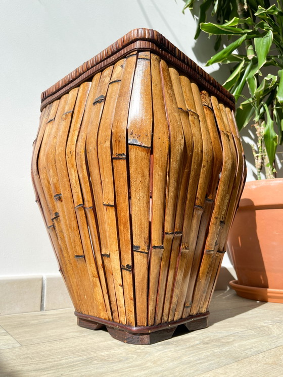 Vintage Rattan Colonial Style 1930 Umbrella Stand - Vintage Rattan Planter – Decoration, Wood (photo 8 of 10)