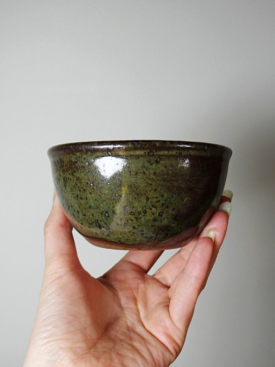 Image 1 of 6 handcrafted stoneware bowls glazed with ash, signed Tournay, vintage 1970-1990