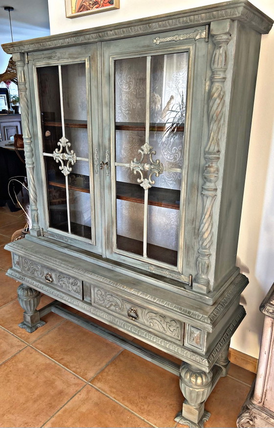Image 1 of 🌿 Vetrina antica patinata – stile neorinascimentale / casa ricca di carattere
