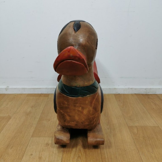 Image 1 of Canard à bascule en bois massif fabriqué à la main en Indonésie