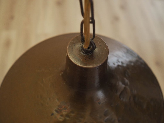 Deense messing hanglamp uit de jaren 60, mid-century modern stijl, met conische kap. – Hanglampen, Brass (photo 8 of 9)