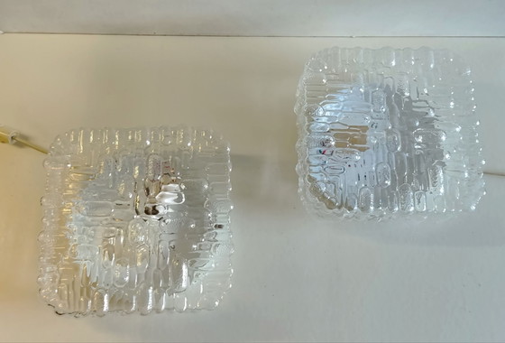 Plafonnier ou applique en verre moulé - design 70's, Transparent (photo 4 sur 10)
