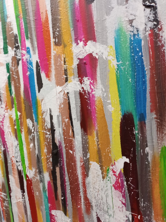 Image 1 of T. van Steenbergen "Stripes" 100 x 100 cm