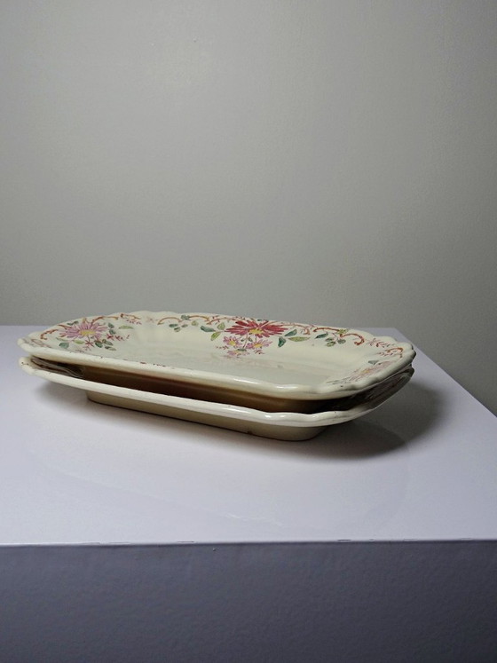 2 antieke Longchamp Daisy schalen, polychroom aardewerk. – Servies, Ceramic, Vintage (photo 6 of 10)