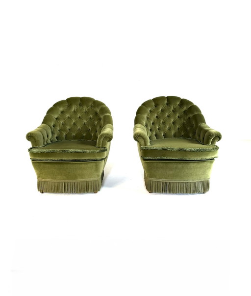 2 sillones de cóctel vintage de terciopelo de los años 60