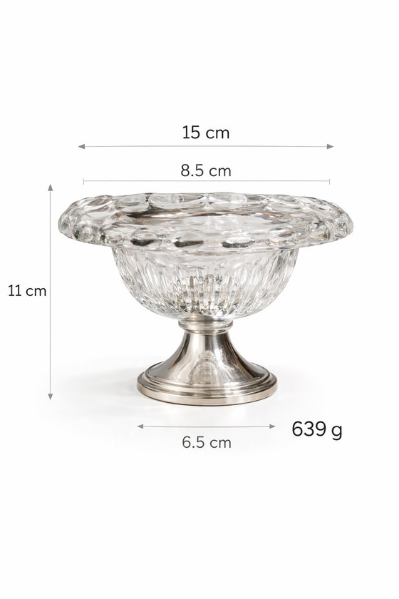 Image 1 of Dutch Silver & Cut Crystal Centerpiece by C.J. Stok - 1950s
