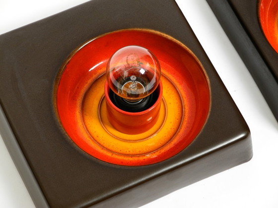 Image 1 of Dos preciosas lámparas de pared de cerámica originales de la Era Espacial de los años 70