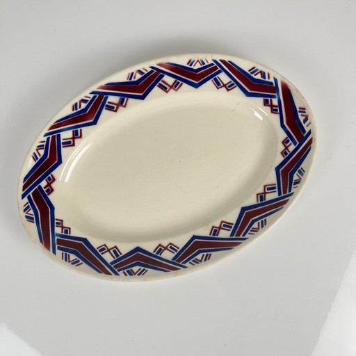 Antique oval platter "Babylon", Badonviller, 1900
