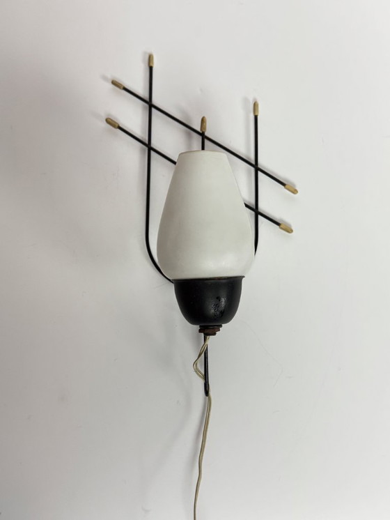Image 1 of Early Electric Minimalist Wall Lamp with Frosted Glass Shade – Netherlands, c. 1930s–1940s