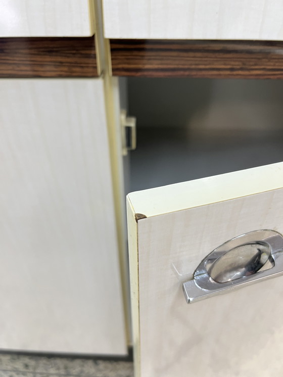 Image 1 of Credenza da cucina Niestrath - anni '60 in legno rivestito in Resopal con maniglie cromate