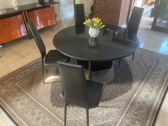 4 Ou 6 Chaises de salle à manger design en cuir noir (Design italien) – Metal, Leather (photo 5 of 10)