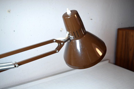 Lampe de bureau suédoise des années 1970 Lampe de table d'architecte vintage marron – Metal (photo 6 of 8)