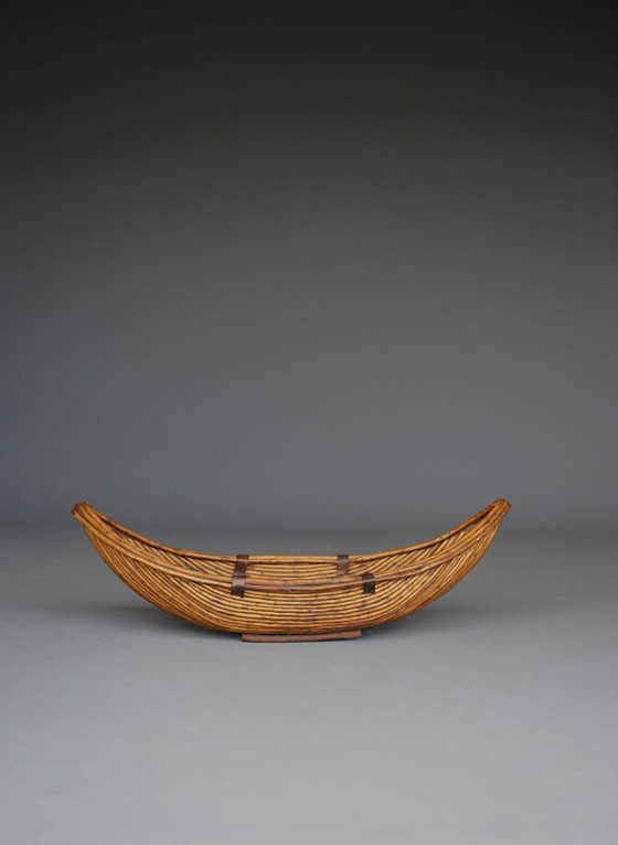 Image 1 of Grote rotan fruitmand, jaren 70