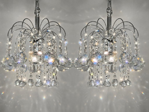 Set van 3 gemerkte SWAROVSKI STRASS kroonluchters hanglampen chrome vintage